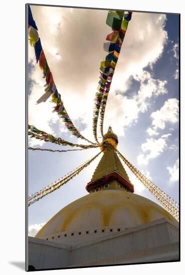 Stupa (Buddhist Temple) with colorful prayer flags in Kathmandu, Nepal-David Chang-Mounted Photographic Print