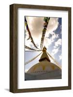 Stupa (Buddhist Temple) with colorful prayer flags in Kathmandu, Nepal-David Chang-Framed Photographic Print