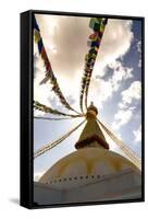 Stupa (Buddhist Temple) with colorful prayer flags in Kathmandu, Nepal-David Chang-Framed Stretched Canvas