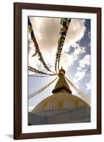 Stupa (Buddhist Temple) with colorful prayer flags in Kathmandu, Nepal-David Chang-Framed Photographic Print