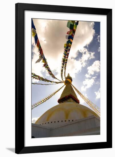 Stupa (Buddhist Temple) with colorful prayer flags in Kathmandu, Nepal-David Chang-Framed Photographic Print
