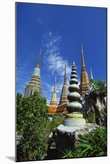 Stupas at the Temple of the Reclining Buddha, Bangkok, Thailand-Robert Francis-Mounted Photographic Print