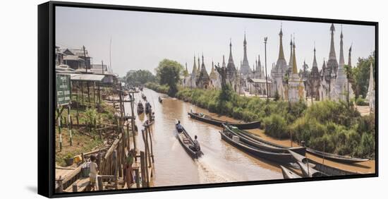 Stupas at Ywama Paya Buddhist Temple Complex, Inle Lake, Shan State, Myanmar (Burma), Asia-Matthew Williams-Ellis-Framed Stretched Canvas