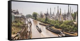 Stupas at Ywama Paya Buddhist Temple Complex, Inle Lake, Shan State, Myanmar (Burma), Asia-Matthew Williams-Ellis-Framed Stretched Canvas