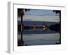 Stupas illuminated at night near infinity pool of Aureum Palace Hotel, Bagan, Mandalay Region, M...-null-Framed Photographic Print