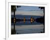 Stupas illuminated at night near infinity pool of Aureum Palace Hotel, Bagan, Mandalay Region, M...-null-Framed Photographic Print