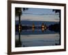 Stupas illuminated at night near infinity pool of Aureum Palace Hotel, Bagan, Mandalay Region, M...-null-Framed Photographic Print