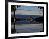 Stupas illuminated at night near infinity pool of Aureum Palace Hotel, Bagan, Mandalay Region, M...-null-Framed Photographic Print