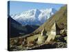 Stupas on the Path to Tengboche, Khumbu Himal, Himalayas, Nepal-James Green-Stretched Canvas