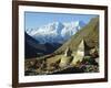 Stupas on the Path to Tengboche, Khumbu Himal, Himalayas, Nepal-James Green-Framed Photographic Print