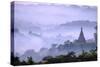 Stupas (Zedis) in the Morning Mist, Mrauk U, Rakhaing State, Myanmar (Burma), Asia-Nathalie Cuvelier-Stretched Canvas