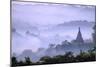 Stupas (Zedis) in the Morning Mist, Mrauk U, Rakhaing State, Myanmar (Burma), Asia-Nathalie Cuvelier-Mounted Photographic Print