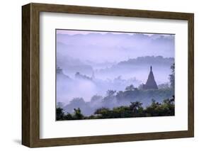 Stupas (Zedis) in the Morning Mist, Mrauk U, Rakhaing State, Myanmar (Burma), Asia-Nathalie Cuvelier-Framed Photographic Print