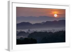 Stupas (Zedis) in the Morning Mist, Mrauk U, Rakhaing State, Myanmar (Burma), Asia-Nathalie Cuvelier-Framed Photographic Print