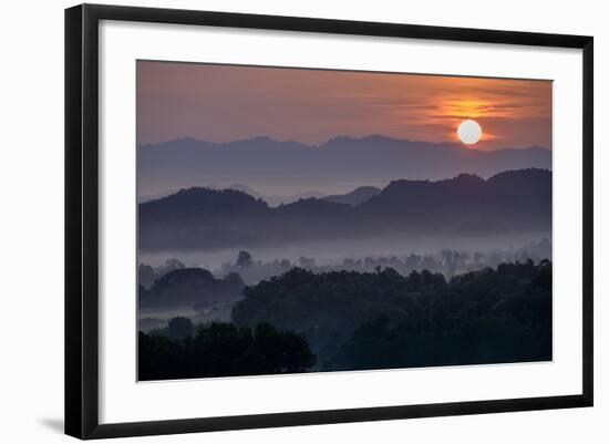 Stupas (Zedis) in the Morning Mist, Mrauk U, Rakhaing State, Myanmar (Burma), Asia-Nathalie Cuvelier-Framed Photographic Print