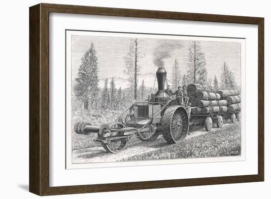 Sturdy Three-Wheeled Steam- Powered Traction Engine Used in the Timber Industry California-Dietrich-Framed Art Print