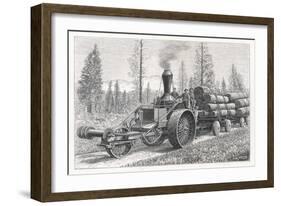 Sturdy Three-Wheeled Steam- Powered Traction Engine Used in the Timber Industry California-Dietrich-Framed Art Print
