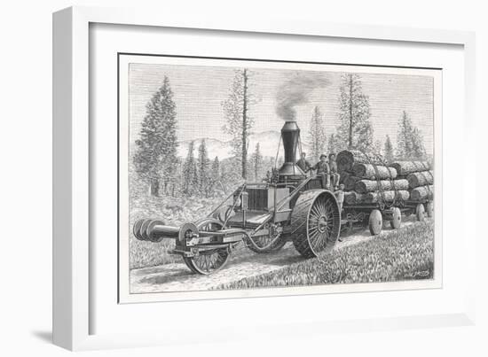 Sturdy Three-Wheeled Steam- Powered Traction Engine Used in the Timber Industry California-Dietrich-Framed Art Print