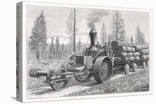 Sturdy Three-Wheeled Steam- Powered Traction Engine Used in the Timber Industry California-Dietrich-Stretched Canvas