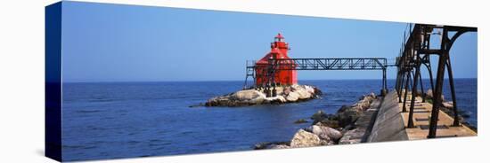 Sturgeon Bay Canal North Pierhead Lighthouse, Sturgeon Bay, Door County, Wisconsin, USA-null-Stretched Canvas