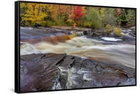 Sturgeon River in autumn near Alberta in the Upper Peninsula of Michigan, USA-Chuck Haney-Framed Stretched Canvas