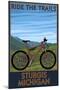 Sturgis, Michigan - Mountain Bike Scene - Ride the Trails-Lantern Press-Mounted Art Print
