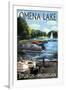 Sturgis, Michigan - Omena Lake - Pontoon Boats-Lantern Press-Framed Art Print