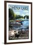 Sturgis, Michigan - Omena Lake - Pontoon Boats-Lantern Press-Framed Art Print