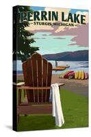 Sturgis, Michigan - Perrin Lake - Adirondack Chairs-Lantern Press-Stretched Canvas