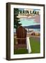 Sturgis, Michigan - Perrin Lake - Adirondack Chairs-Lantern Press-Framed Art Print