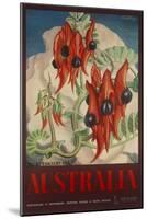 Sturt's Desert Pea, Australia Travel Poster-null-Mounted Giclee Print