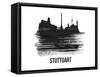 Stuttgart Skyline Brush Stroke - Black II-NaxArt-Framed Stretched Canvas