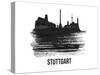 Stuttgart Skyline Brush Stroke - Black II-NaxArt-Stretched Canvas