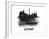 Stuttgart Skyline Brush Stroke - Black II-NaxArt-Framed Art Print