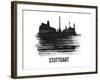 Stuttgart Skyline Brush Stroke - Black II-NaxArt-Framed Art Print