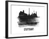 Stuttgart Skyline Brush Stroke - Black II-NaxArt-Framed Art Print