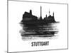 Stuttgart Skyline Brush Stroke - Black II-NaxArt-Mounted Art Print