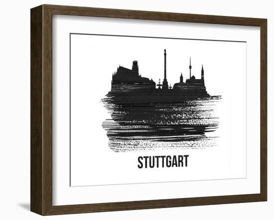 Stuttgart Skyline Brush Stroke - Black II-NaxArt-Framed Art Print