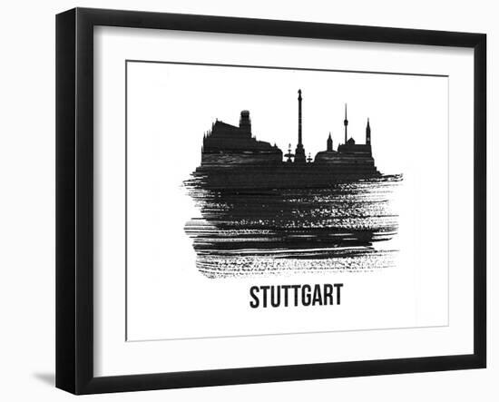 Stuttgart Skyline Brush Stroke - Black II-NaxArt-Framed Art Print