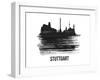 Stuttgart Skyline Brush Stroke - Black II-NaxArt-Framed Art Print