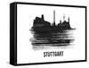 Stuttgart Skyline Brush Stroke - Black II-NaxArt-Framed Stretched Canvas