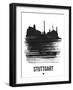 Stuttgart Skyline Brush Stroke - Black-NaxArt-Framed Art Print