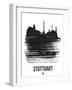 Stuttgart Skyline Brush Stroke - Black-NaxArt-Framed Art Print