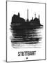 Stuttgart Skyline Brush Stroke - Black-NaxArt-Mounted Art Print