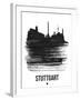 Stuttgart Skyline Brush Stroke - Black-NaxArt-Framed Art Print