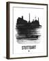 Stuttgart Skyline Brush Stroke - Black-NaxArt-Framed Art Print