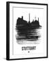 Stuttgart Skyline Brush Stroke - Black-NaxArt-Framed Art Print