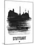 Stuttgart Skyline Brush Stroke - Black-NaxArt-Mounted Art Print