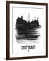 Stuttgart Skyline Brush Stroke - Black-NaxArt-Framed Art Print