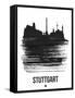 Stuttgart Skyline Brush Stroke - Black-NaxArt-Framed Stretched Canvas